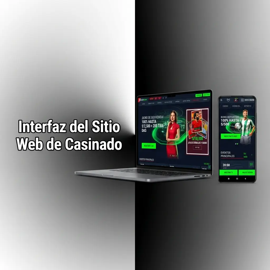 Interfaz del sitio web de Casinado con barra de navegación superior
