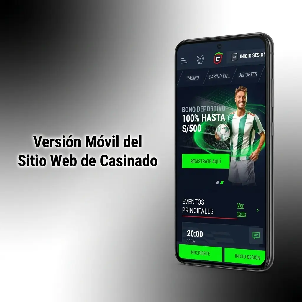 Versión móvil del sitio web de Casinado en smartphone